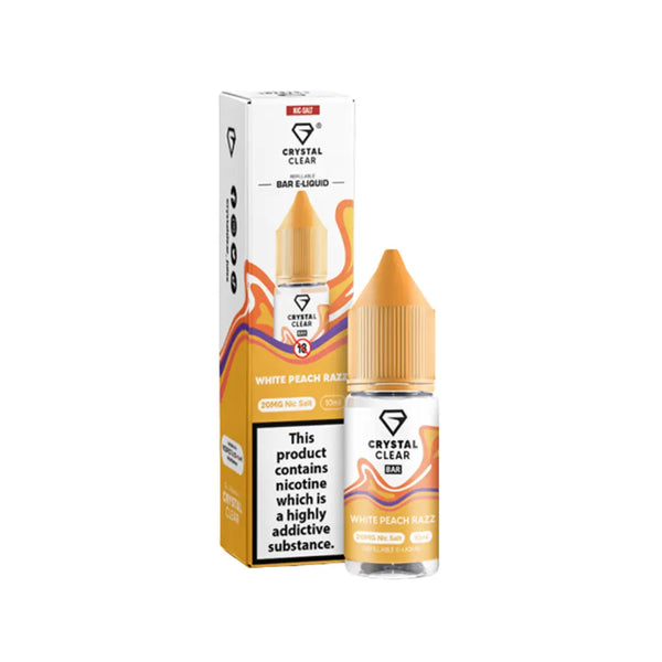 Crystal Clear White Peach Razz 10ml Nic Salt E-liquid