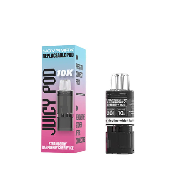 Juicy Pod Novamax 10K Strawberry Raspberry Cherry Ice Refill Pods