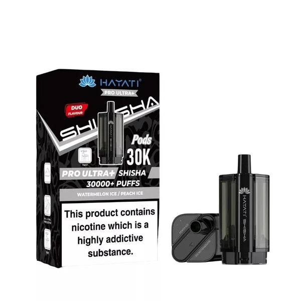 Hayati Pro Ultra Plus Shisha 30000 Watermelon Ice / Peach Ice Pods