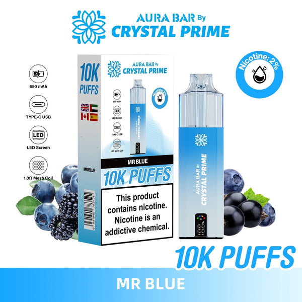 Aura Bar 10000 Disposable Vape By Crystal Prime -Pack of 5